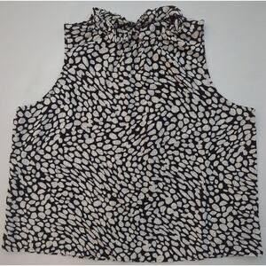 Sleeveless Tank Snow Leopard Print Who What Wear Blouse Sheer Womens Size XL